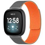 For Fitbit Versa 4/Versa3/Sense2/Sense xDfind Litchi Texture Magnetic Silicone Watch Band(Grey Orange)