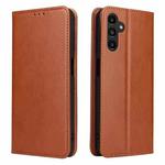 For Samsung Galaxy A56 5G Fierre Shann PU Genuine Leather Texture Phone Case(Brown)