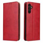 For Samsung Galaxy A56 5G Fierre Shann PU Genuine Leather Texture Phone Case(Red)