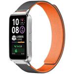 For Huawei Band 10 / 9 / 8 xDfind Litchi Texture Magnetic Silicone Watch Band(Grey Orange)