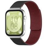 For Huawei Watch Fit4 / Fit4 Pro / Fit3 xDfind Litchi Texture Magnetic Silicone Watch Band(Black Red)