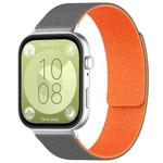 For Huawei Watch Fit4 / Fit4 Pro / Fit3 xDfind Litchi Texture Magnetic Silicone Watch Band(Grey Orange)
