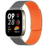 For Redmi Watch 3 xDfind Litchi Texture Magnetic Silicone Watch Band(Grey Orange)
