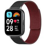 For Redmi Watch 3 Active/Watch 3 Lite xDfind Litchi Texture Magnetic Silicone Watch Band(Black Red)