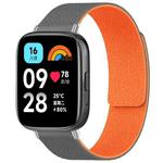 For Redmi Watch 3 Active/Watch 3 Lite xDfind Litchi Texture Magnetic Silicone Watch Band(Grey Orange)