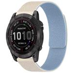 For Garmin Fenix 8/7X/6X/5X 26mm xDfind Litchi Texture Magnetic Silicone Watch Band(White Blue)