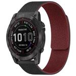 For Garmin Fenix 8/7X/6X/5X 26mm xDfind Litchi Texture Magnetic Silicone Watch Band(Black Red)