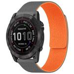 For Garmin Fenix 8/7X/6X/5X 26mm xDfind Litchi Texture Magnetic Silicone Watch Band(Grey Orange)