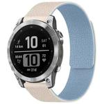 For Garmin Fenix 8/7/6/5 22mm xDfind Litchi Texture Magnetic Silicone Watch Band(White Blue)