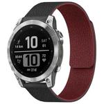 For Garmin Fenix 8/7/6/5 22mm xDfind Litchi Texture Magnetic Silicone Watch Band(Black Red)