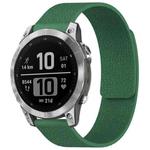 For Garmin Fenix 8/7/6/5 22mm xDfind Litchi Texture Magnetic Silicone Watch Band(Dark Green)