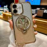 For iPhone 16 Plus Gradient Glitter Spinning Top Holder Phone Case(Gold)