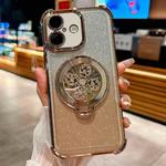 For iPhone 16 Plus Gradient Glitter Spinning Top Holder Phone Case(Desert Gold)