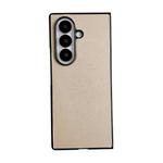 For Samsung Galaxy Z Fold7 5G Morandi Solid Color Leather Texture Phone Case(Gold)