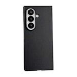 For Samsung Galaxy Z Fold7 5G Morandi Solid Color Leather Texture Phone Case(Black)