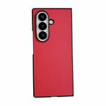 For Samsung Galaxy Z Fold7 5G Morandi Solid Color Leather Texture Phone Case(Red)