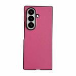 For Samsung Galaxy Z Fold7 5G Morandi Solid Color Leather Texture Phone Case(Rose Red)