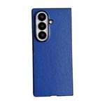 For Samsung Galaxy Z Fold7 5G Morandi Solid Color Leather Texture Phone Case(Blue)