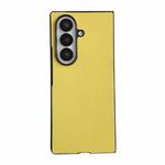 For Samsung Galaxy Z Fold7 5G Morandi Solid Color Leather Texture Phone Case(Yellow)