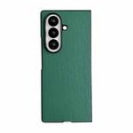 For Samsung Galaxy Z Fold7 5G Morandi Solid Color Leather Texture Phone Case(Green)