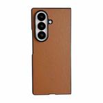 For Samsung Galaxy Z Fold7 5G Morandi Solid Color Leather Texture Phone Case(Brown)