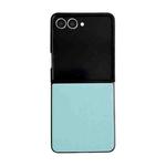 For Samsung Galaxy Z Flip7 5G Morandi Solid Color Leather Texture Phone Case(Blue Green)