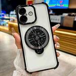 For iPhone 16 Plus Spinning Top Holder Phone Case(Black)