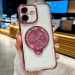 For iPhone 16 Plus Spinning Top Holder Phone Case(Pink)