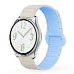 20mm xDfind Reverse Buckle Tri-beads Magnetic Silicone Watch Band(White Misty Blue)