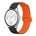 22mm xDfind Reverse Buckle Tri-beads Magnetic Silicone Watch Band(Black Orange)