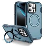 For iPhone 16 Pro Max Defend Rugged Gear Holder MagSafe Phone Case(Royal Blue + Blue)