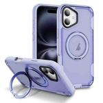 For iPhone 17 Defend Rugged Gear Holder MagSafe Phone Case(Light Purple + Transparent Purple)