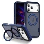 For iPhone 17 Pro Max Defend Rugged Gear Holder MagSafe Phone Case(Blue + Transparent Blue)