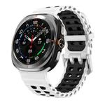 For Samsung Galaxy Watch Ultra / Ultra 2025 Ocean Two Color Dual-Row Hole Silver Buckle Silicone Watch Band(White Black)