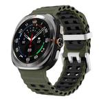 For Samsung Galaxy Watch Ultra / Ultra 2025 Ocean Two Color Dual-Row Hole Silver Buckle Silicone Watch Band(Army Green Black)