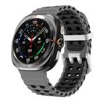 For Samsung Galaxy Watch Ultra / Ultra 2025 Ocean Two Color Dual-Row Hole Silver Buckle Silicone Watch Band(Coal Black)