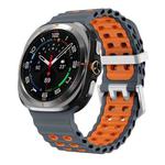 For Samsung Galaxy Watch Ultra / Ultra 2025 Ocean Two Color Dual-Row Hole Silver Buckle Silicone Watch Band(Space Gray Orange)