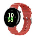 For Honor Watch Fit Ocean Two Color Dual-Row Hole Silver Buckle Silicone Watch Band(Red)