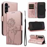 For Samsung Galaxy S25 FE 5G Dandelion Embossed Pattern Flip Leather Phone Case(Rose Gold)