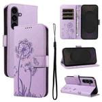 For Samsung Galaxy S25 FE 5G Dandelion Embossed Pattern Flip Leather Phone Case(Purple)