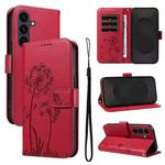 For Samsung Galaxy S25 FE 5G Dandelion Embossed Pattern Flip Leather Phone Case(Red)