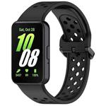 For Samsung Galaxy Fit3 xDfind Colorful Buckle Solid Color Breathable Silicone Watch Band(Black)