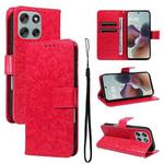 For Motorola Moto G56 5G Embossed Sunflower Pattern Flip Leather Phone Case(Red)