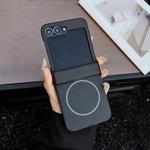 For Samsung Galaxy Z Flip6 Three Parts Carbon Fiber Texture MagSafe Phone Case(Black)