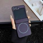 For Samsung Galaxy Z Flip6 Three Parts Carbon Fiber Texture MagSafe Phone Case(Purple)