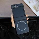 For Samsung Galaxy Z Flip6 Three Parts Carbon Fiber Texture MagSafe Phone Case(Dark Blue)