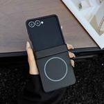 For Samsung Galaxy Z Flip7 Three Parts Carbon Fiber Texture MagSafe Phone Case(Black)