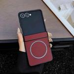 For Samsung Galaxy Z Flip7 Three Parts Carbon Fiber Texture MagSafe Phone Case(Red)