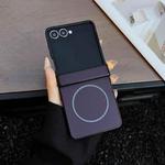 For Samsung Galaxy Z Flip7 Three Parts Carbon Fiber Texture MagSafe Phone Case(Purple)