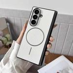 For Samsung Galaxy Z Fold7 Folding Shaft Magsafe Plain Leather Phone Case(White)
